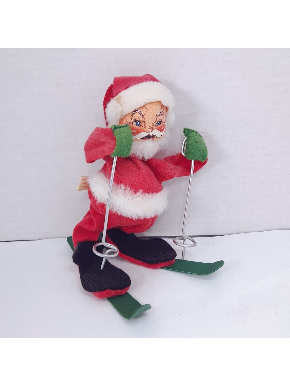 Vintage Annalee Mobilitee Skiing Santa Claus 1971 Skis Poles Christmas decor
